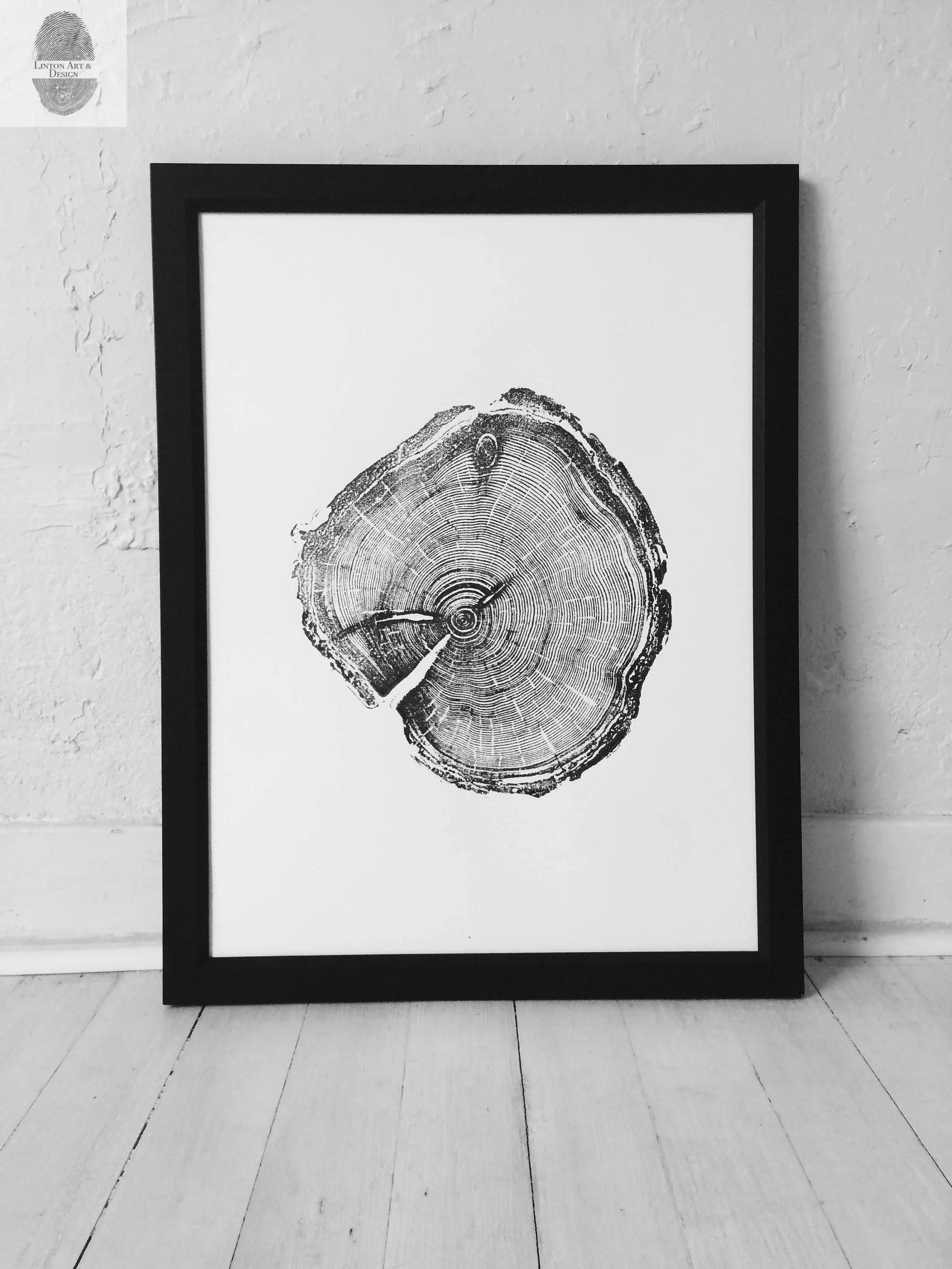 Utah Art, Tree Ring Print, Woodcut print, Woodworker, Ski Art, Snowbird, Wood Slice wall art - 18x24 print lintonart