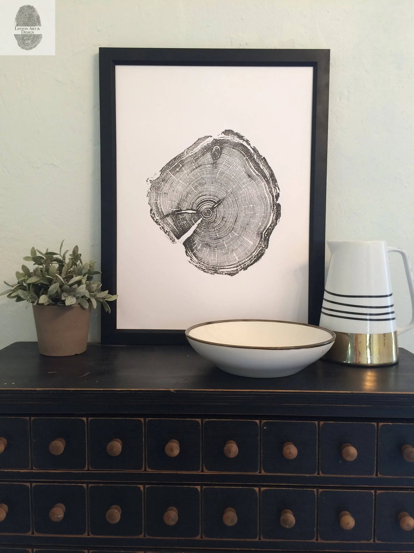 Utah Art, Tree Ring Print, Woodcut print, Woodworker, Ski Art, Snowbird, Wood Slice wall art - 18x24 print lintonart