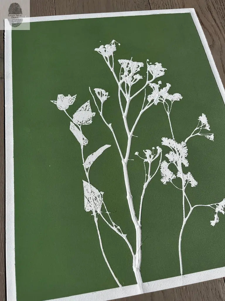 Wild Fennel Hand Pressed Botanical Monotype Print - Original Print 14 3/4 x19 inches lintonart