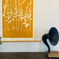 Wild Flowers Hand Pressed Botanical Monoprint on Yellow Gold - giclee print lintonart