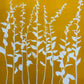 Wild Flowers Hand Pressed Botanical Monoprint on Yellow Gold - giclee print lintonart