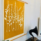 Wild Flowers Hand Pressed Botanical Monoprint on Yellow Gold - giclee print lintonart