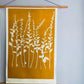 Wild Flowers Hand Pressed Botanical Monoprint on Yellow Gold - giclee print lintonart