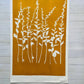 Wild Flowers Hand Pressed Botanical Monoprint on Yellow Gold - giclee print lintonart
