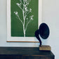 Wild Weeds Hand Pressed Monoprint on Green - giclee print lintonart