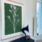 Wild Weeds Hand Pressed Monoprint on Green - giclee print lintonart