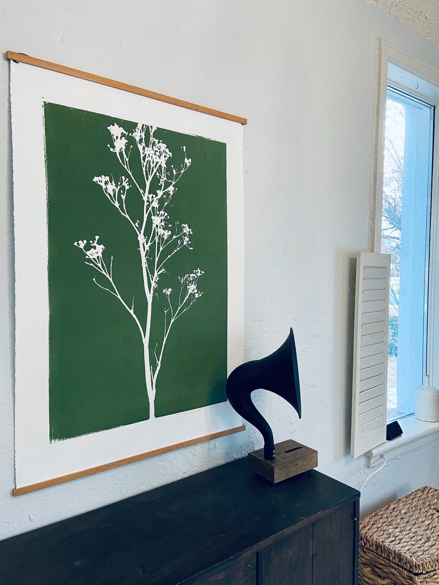 Wild Weeds Hand Pressed Monoprint on Green - giclee print