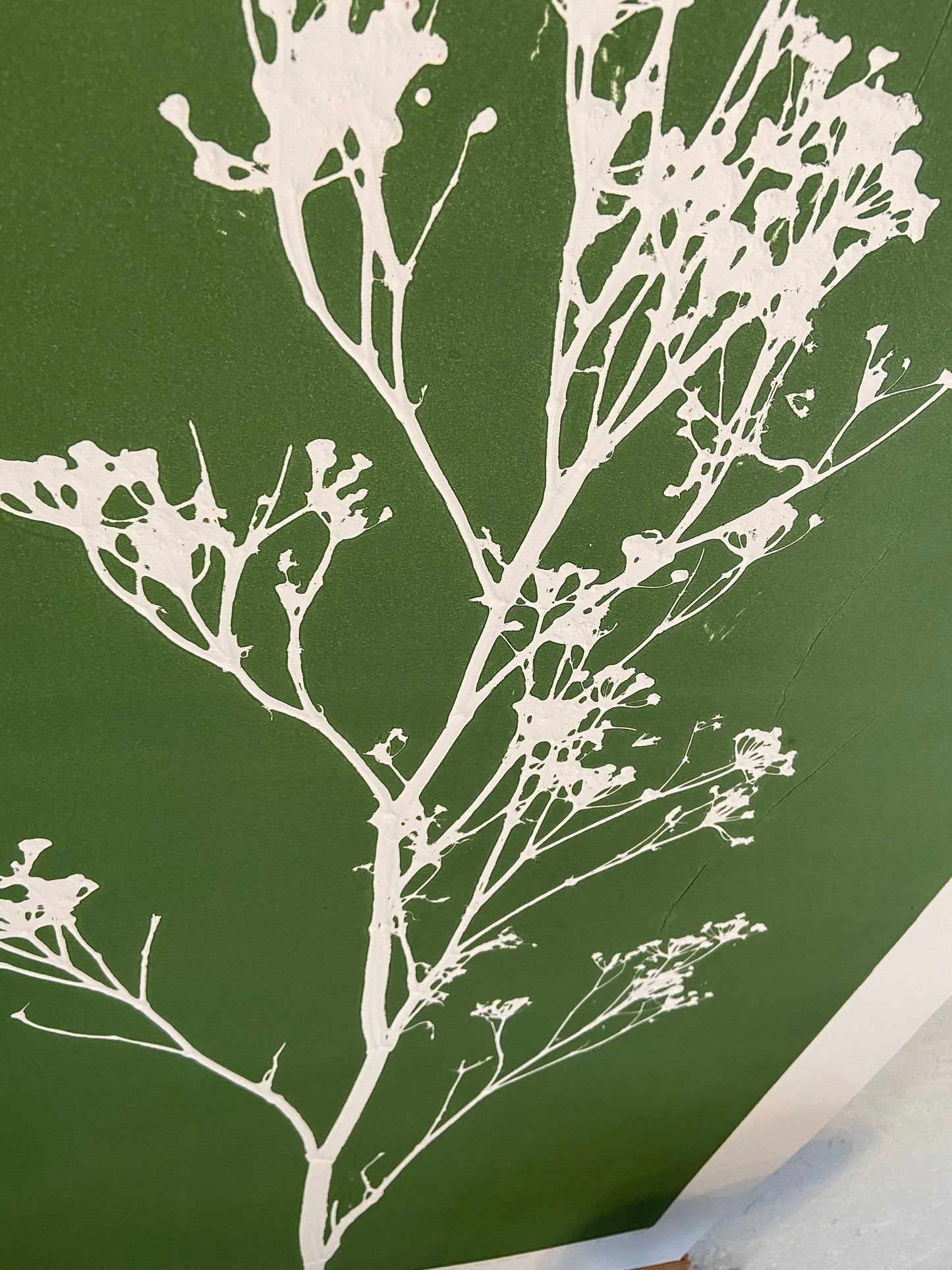 Wild Weeds Hand Pressed Monoprint on Green - giclee print