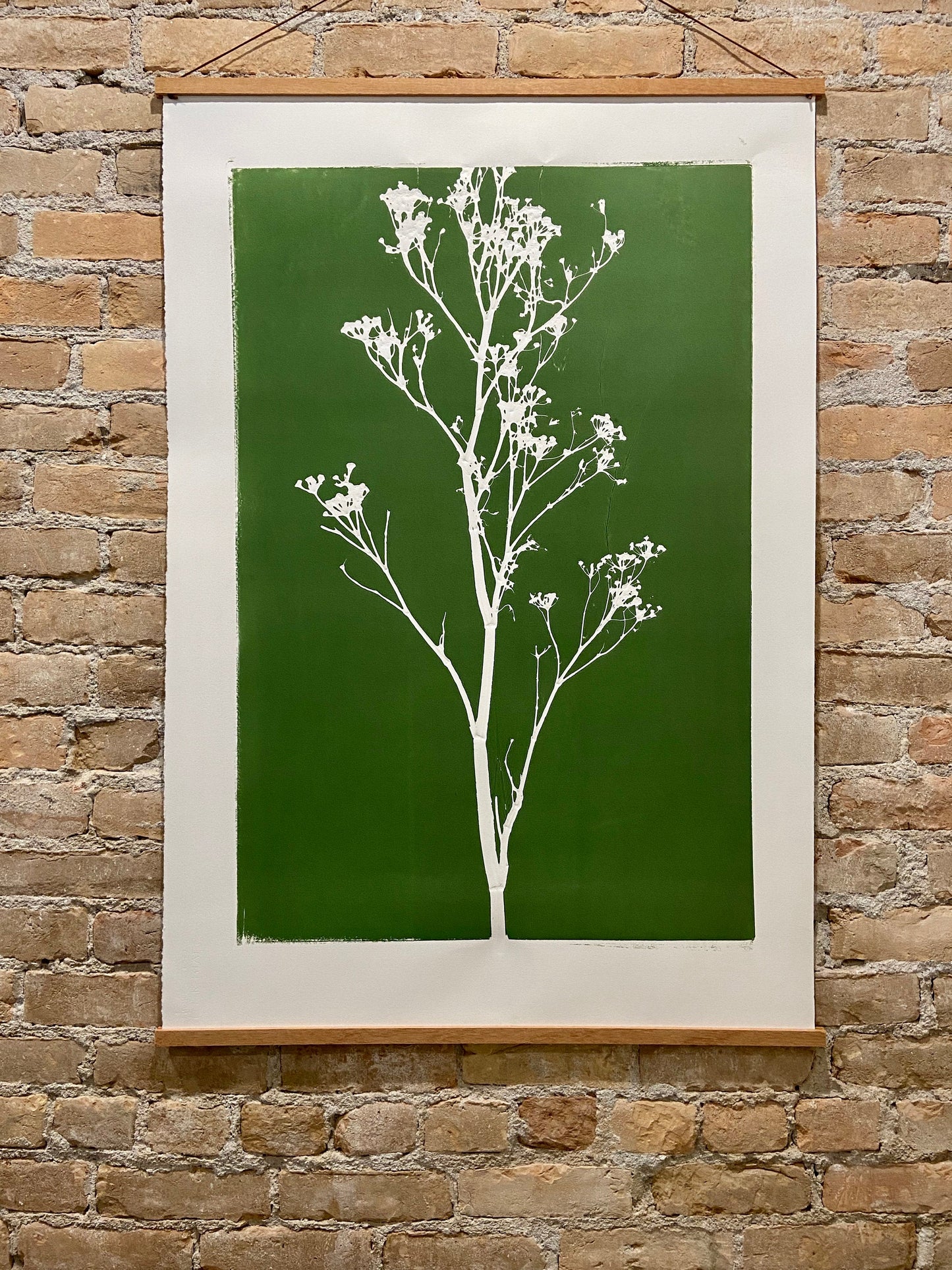 Wild Weeds Hand Pressed Monoprint on Green - giclee print
