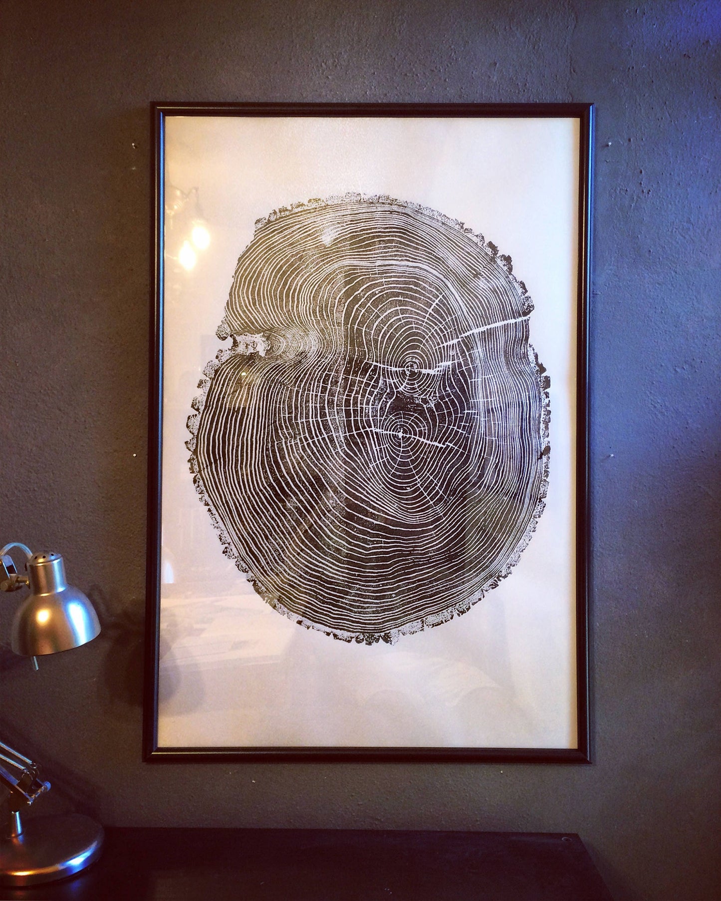 Ohio State, Ash Tree, Tree ring print, woodcut print, Lumber, Live edge, Biology Gifts, Arborist, Signed Original - 24x36 print