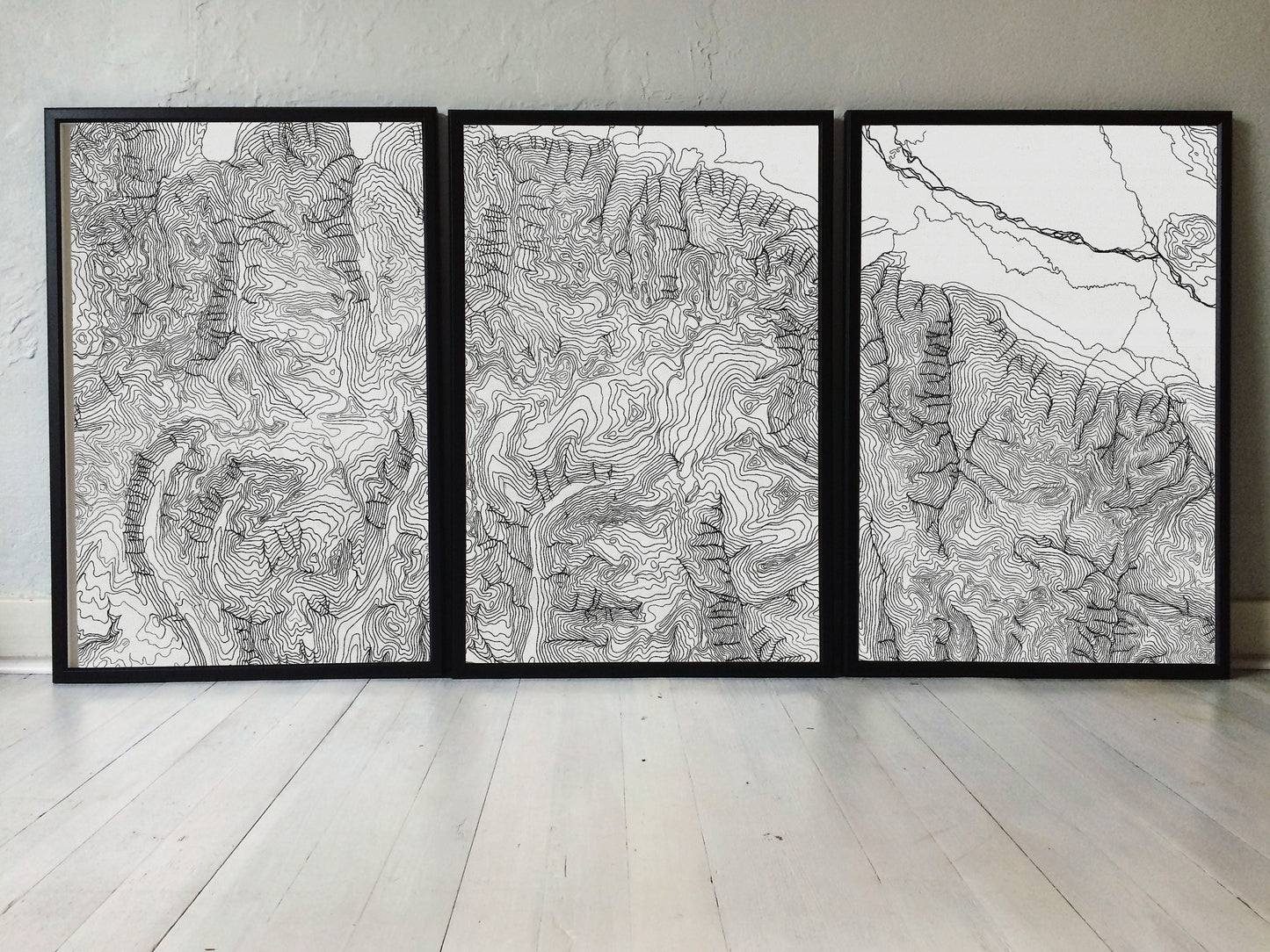 Grand Teton Map, Topo Map, National Park Map, Grand Teton Art, Wyoming Art, Set of 3, triptych