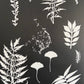 Ferns and Leaves Collage III, Hand Pressed Botanical Monoprint on Black - 24x36 giclee print
