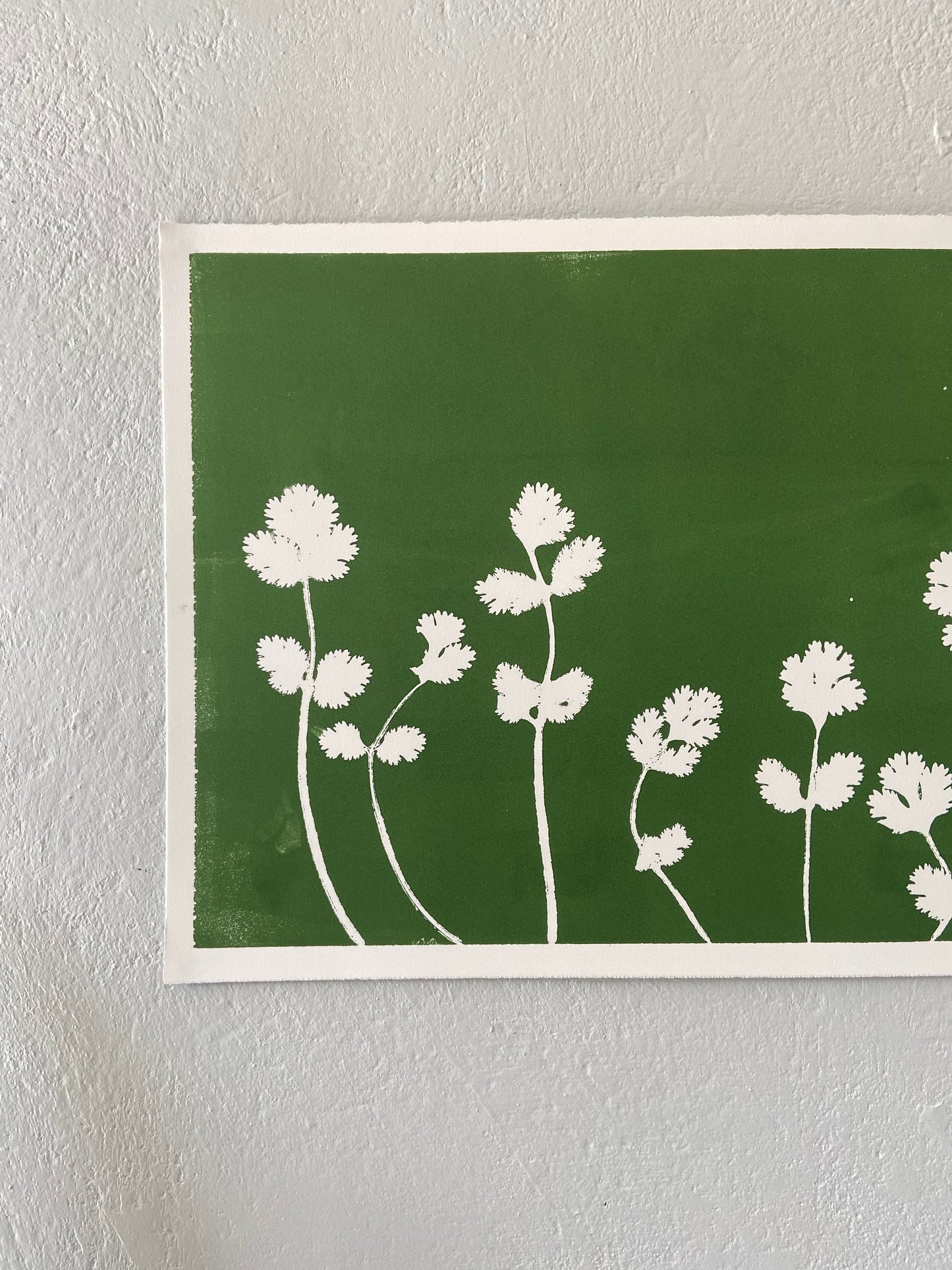 Oregano Leaves Hand Pressed Monoprint - 12x18 giclee print