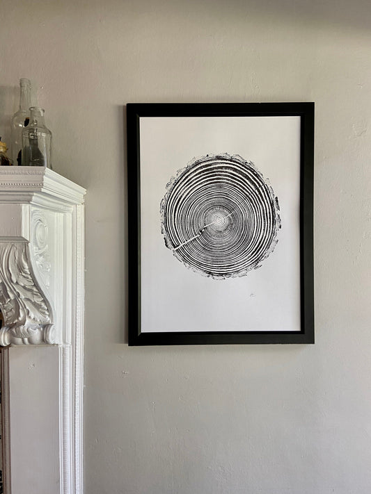 Georgia Pine, Tree ring print, Tree stump art, Griffin Georgia, Tree print art, Handmade, Woodcut, Linton Art