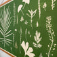 Hand Pressed Botanical Collage Monoprint on Green - giclee print