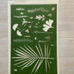 Hand Pressed Botanical Collage Monoprint on Green - giclee print