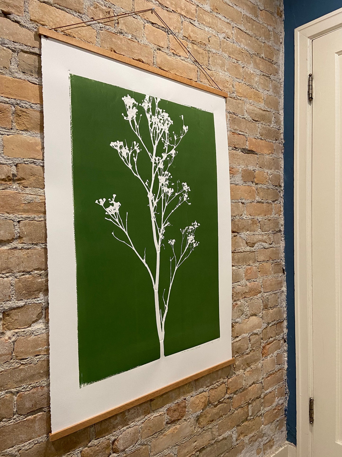 Wild Weeds Hand Pressed Monoprint on Green - giclee print