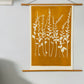 Wild Flowers Hand Pressed Botanical Monoprint on Yellow Gold - giclee print