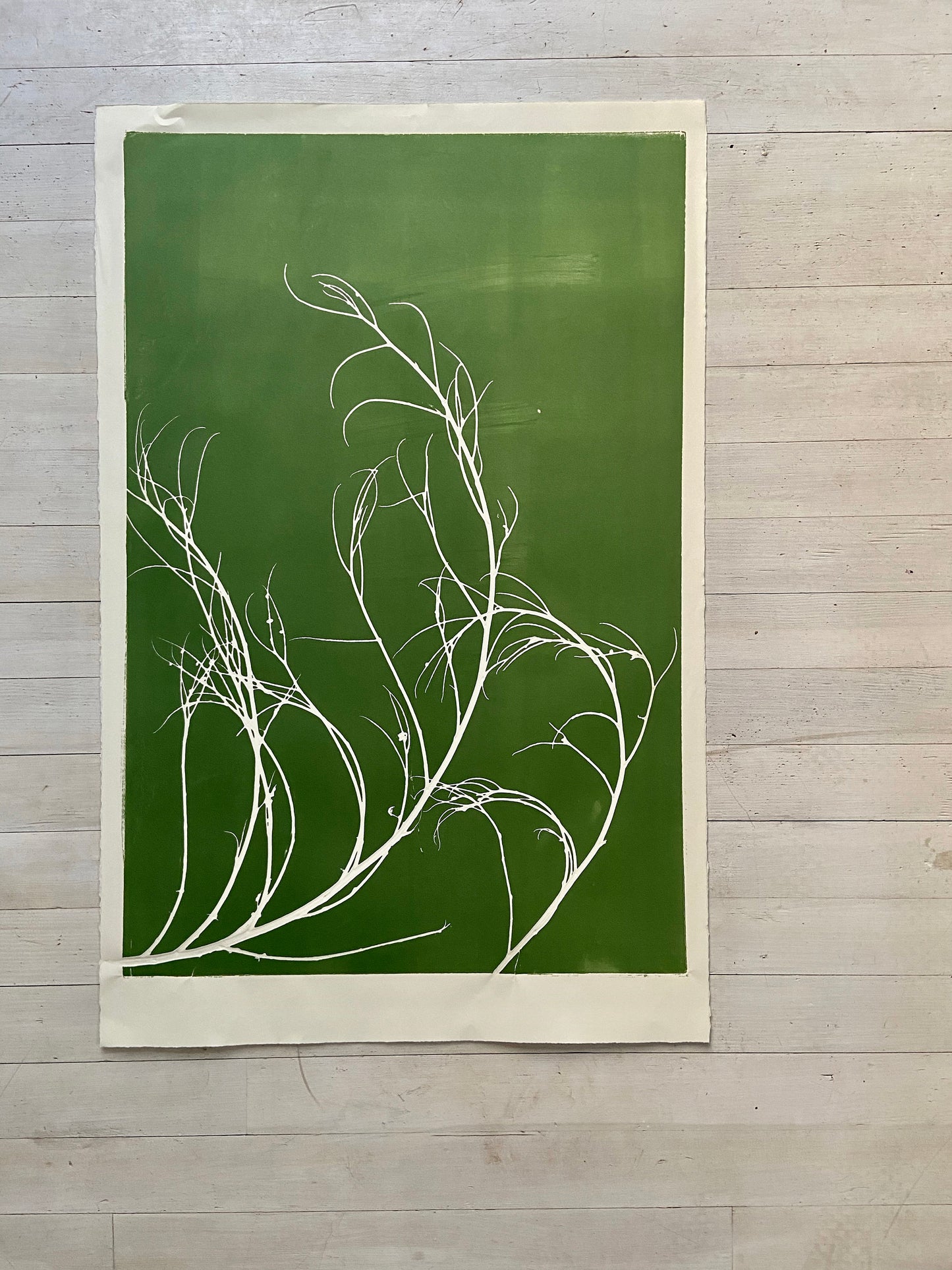 Tumbleweed Hand Pressed Botanical Monoprint on Green - giclee print