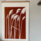 Pampas Grass Hand Pressed Botanical Monoprint on Burnt Umber - giclee print